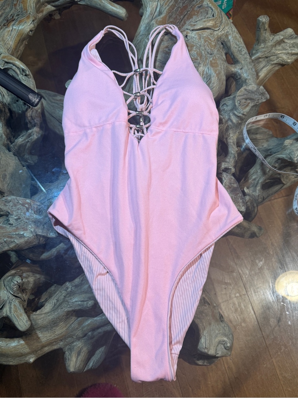 Pink Ribbed One-Piece Swimsuit - Picture 6 of 6